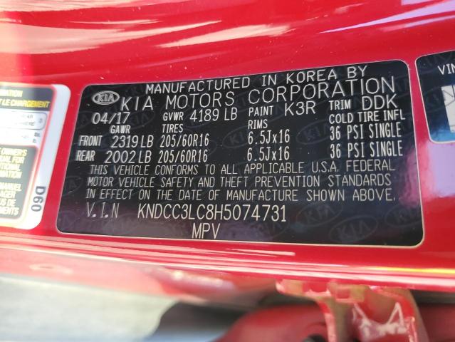 KNDCC3LC8H5074731 - 2017 KIA NIRO EX RED photo 14