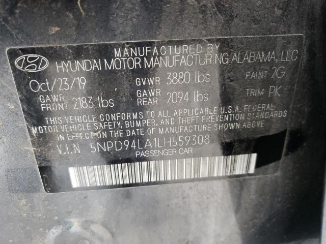 5NPD94LA1LH559308 - 2020 HYUNDAI ELANTRA ECO GRAY photo 12