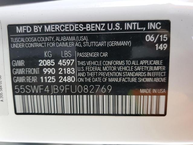 55SWF4JB9FU082769 - 2015 MERCEDES-BENZ C 300 WHITE photo 12