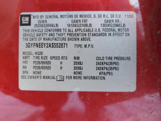 3GYFNEEY2AS552871 - 2010 CADILLAC SRX PERFORMANCE COLLECTION Қызыл фото 13