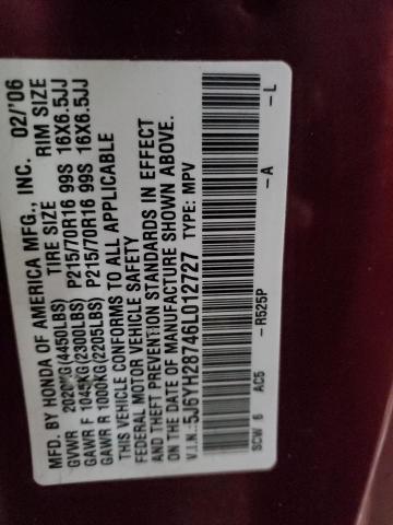 5J6YH28746L012727 - 2006 HONDA ELEMENT EX BURGUNDY photo 13