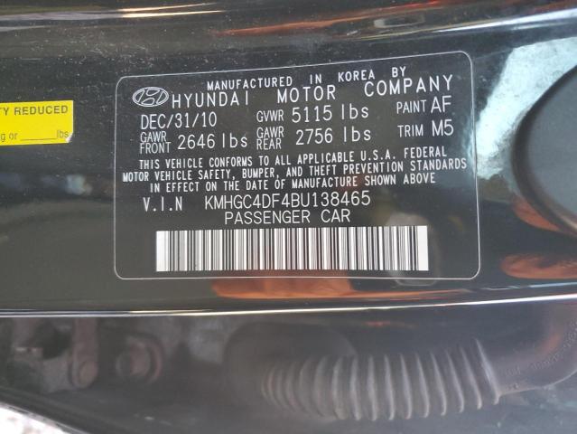 KMHGC4DF4BU138465 - 2011 HYUNDAI GENESIS 4.6L BLACK photo 12