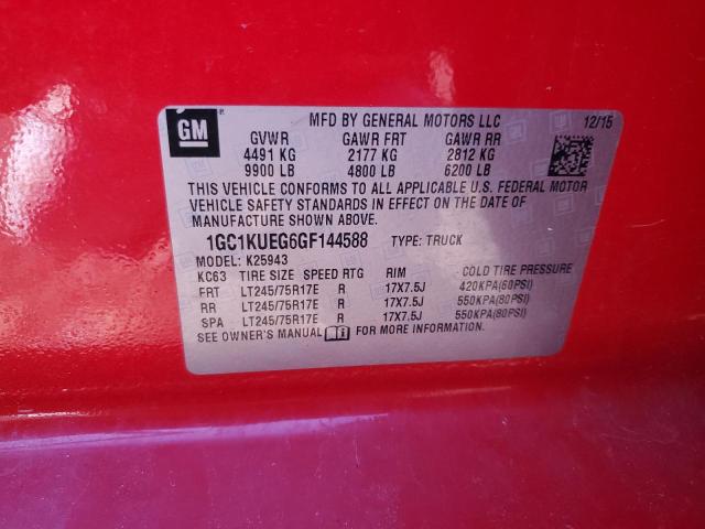 1GC1KUEG6GF144588 - 2016 CHEVROLET SILVERADO K2500 HEAVY DUTY RED photo 12