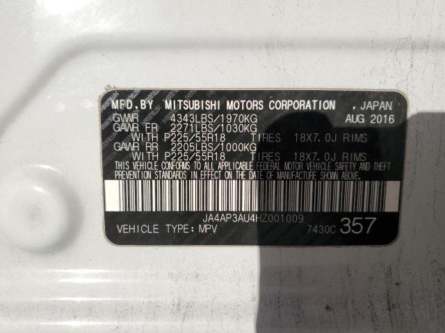 JA4AP3AU4HZ001009 - 2017 MITSUBISHI OUTLANDER ES WHITE photo 12