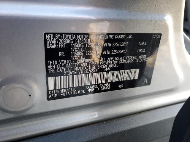 2T3W1RFV4LC076546 - 2020 TOYOTA RAV4 XLE GRAY photo 13