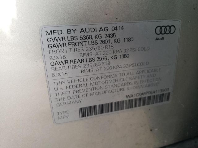 WA1CFAFP0EA113903 - 2014 AUDI Q5 PREMIUM SILVER photo 12