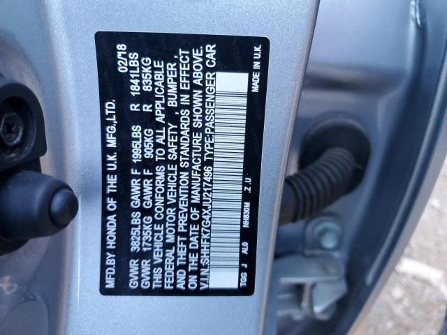 SHHFK7G4XJU217496 - 2018 HONDA CIVIC SPORT SILVER photo 13