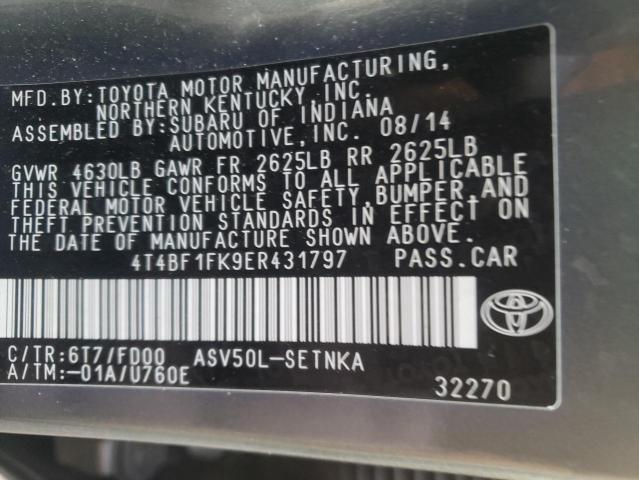 4T4BF1FK9ER431797 - 2014 TOYOTA CAMRY L GRAY photo 13