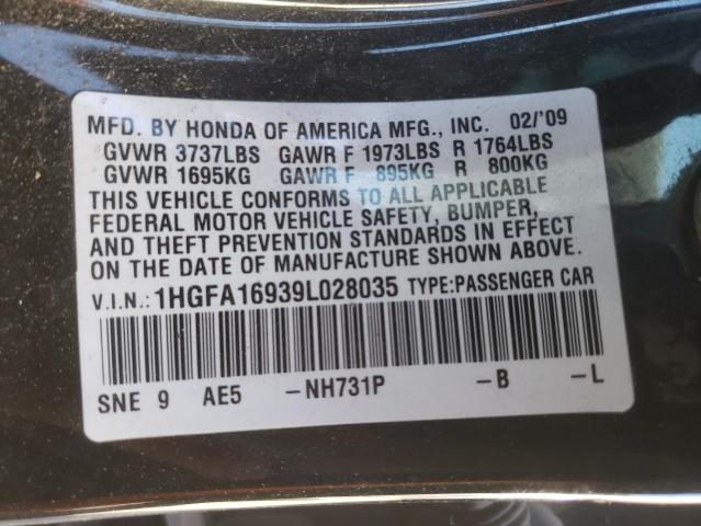 1HGFA16939L028035 - 2009 HONDA CIVIC EXL Qara foto 13