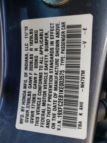 19XFC2E81KE003575 - 2019 HONDA CIVIC SPORT 灰色 照片 12