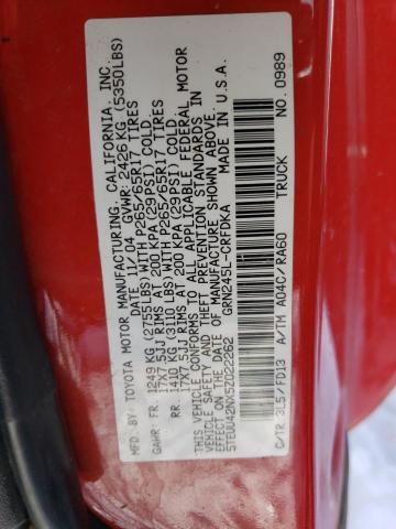 5TEUU42NX5Z022262 - 2005 TOYOTA TACOMA ACCESS CAB RED photo 10