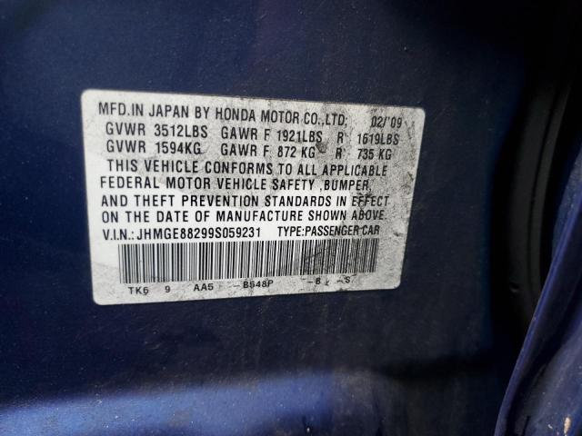 JHMGE88299S059231 - 2009 HONDA FIT BLUE photo 12