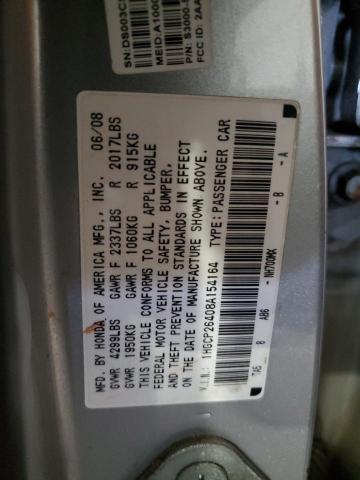 1HGCP26408A154164 - 2008 HONDA ACCORD LXP SILVER photo 12