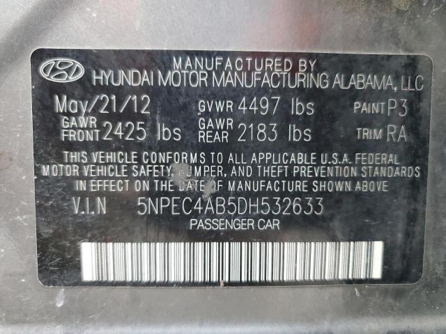 5NPEC4AB5DH532633 - 2013 HYUNDAI SONATA SE GRAY photo 12