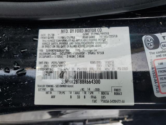 3LNHM28T88R664300 - 2008 LINCOLN MKZ BLACK photo 13