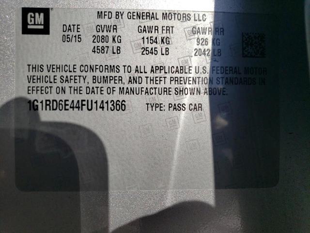 1G1RD6E44FU141366 - 2015 CHEVROLET VOLT SILVER photo 12