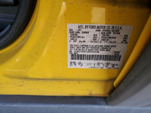 1FMCU04142KB64648 - 2002 FORD ESCAPE XLT YELLOW photo 12