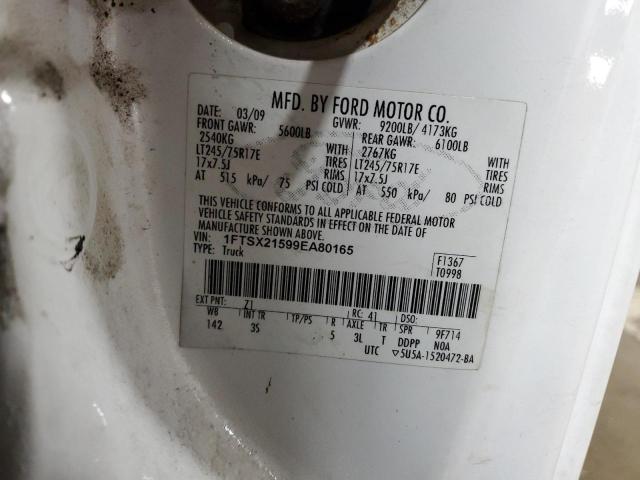 1FTSX21599EA80165 - 2009 FORD F250 SUPER DUTY WHITE photo 12