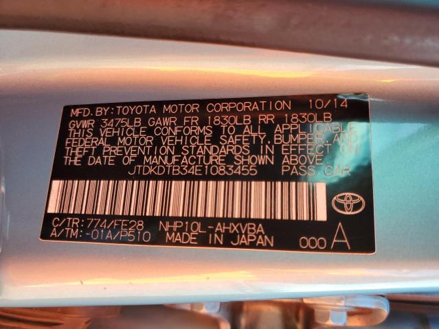 JTDKDTB34E1083455 - 2014 TOYOTA PRIUS C TURQUOISE photo 12