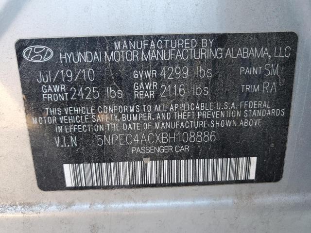 5NPEC4ACXBH108886 - 2011 HYUNDAI SONATA SE SILVER photo 12