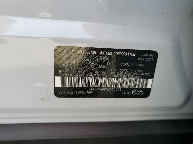 JA4J3VA86NZ010414 - 2022 MITSUBISHI OUTLANDER SEL WHITE photo 12