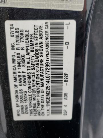 1HGEM22514L077299 - 2004 HONDA CIVIC LX BLACK photo 13