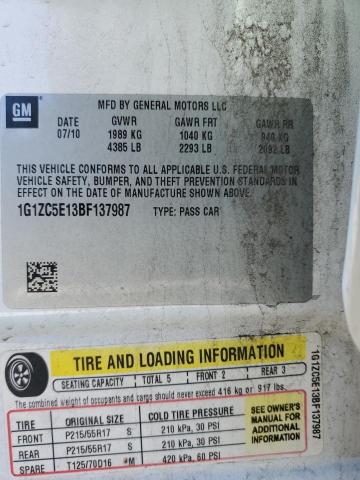 1G1ZC5E13BF137987 - 2011 CHEVROLET MALIBU 1LT 白色 照片 12