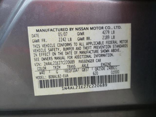 1N4AL21E27C220689 - 2007 NISSAN ALTIMA 2.5 GRAY photo 13