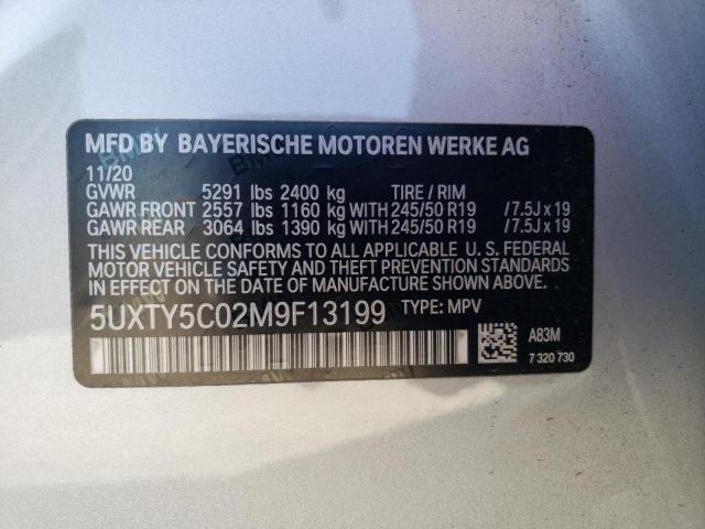 5UXTY5C02M9F13199 - 2021 BMW X3 XDRIVE30I SILVER photo 13