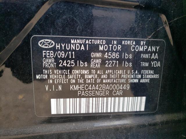 KMHEC4A42BA000449 - 2011 HYUNDAI SONATA HYBRID BLACK photo 12