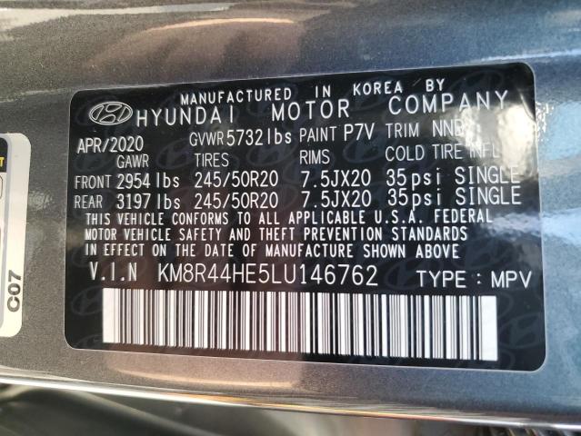 KM8R44HE5LU146762 - 2020 HYUNDAI PALISADE SEL GRAY photo 13