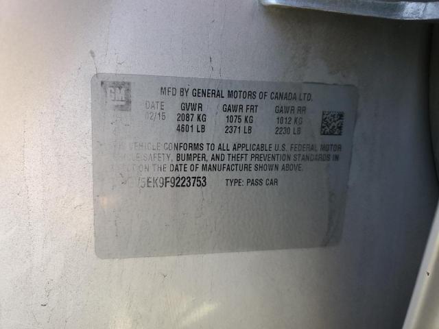 2G4GV5EK9F9223753 - 2015 BUICK REGAL 银色 照片 12
