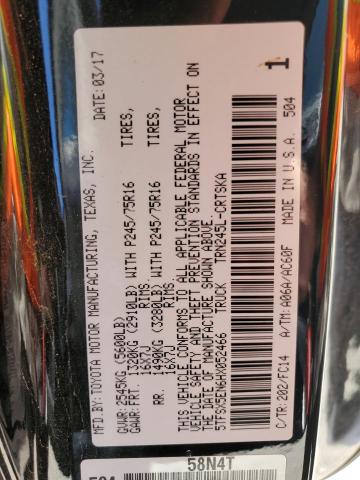 5TFSX5EN6HX052466 - 2017 TOYOTA TACOMA ACCESS CAB შავი ფოტო 12