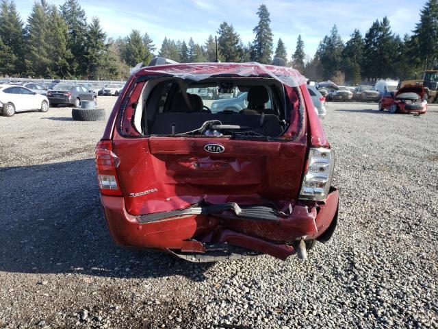 KNDMG4C78C6503113 - 2012 KIA SEDONA LX RED photo 6