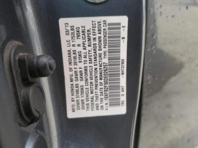 19XFB2F50DE026257 - 2013 HONDA CIVIC LX GRAY photo 12