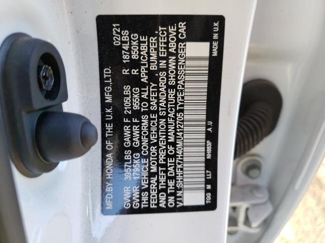 SHHFK7H40MU412705 - 2021 HONDA CIVIC SPORT Blanc photo 12