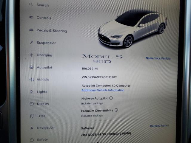 5YJSA1E27GF121982 - 2016 TESLA MODEL S WHITE photo 9