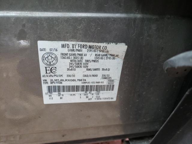 2LMTJ8LRXGBL76619 - 2016 LINCOLN MKX RESERVE Boz foto 14