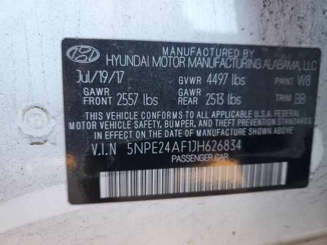 5NPE24AF1JH626834 - 2018 HYUNDAI SONATA SE WHITE photo 12