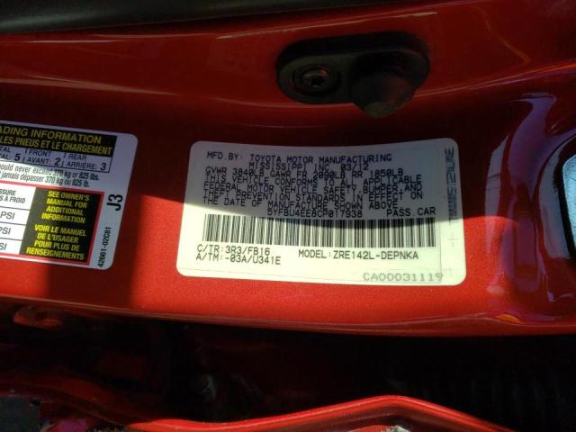 5YFBU4EE8CP017938 - 2012 TOYOTA COROLLA BASE RED photo 12