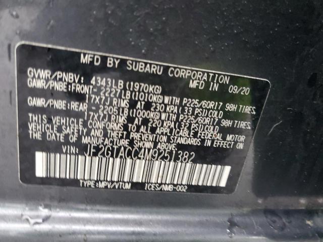 JF2GTACC4M9251382 - 2021 SUBARU CROSSTREK PREMIUM ნაცრისფერი ფოტო 13