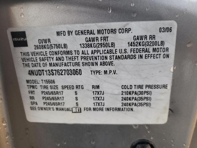 4NUDT13S762703060 - 2006 ISUZU ASCENDER S 米色 照片 13