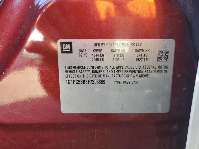 1G1PC5SB8F7206869 - 2015 CHEVROLET CRUZE LT BURGUNDY photo 12