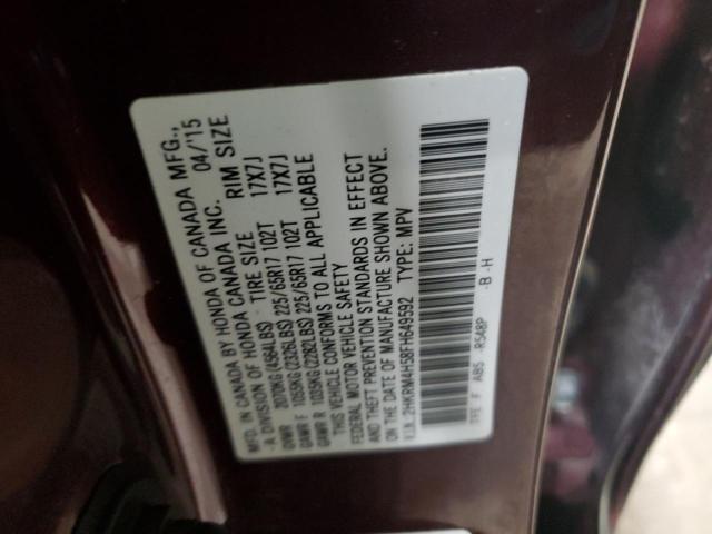 2HKRM4H58FH649592 - 2015 HONDA CR-V EX BURGUNDY photo 13