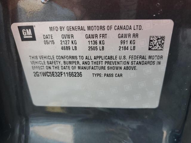 2G1WC5E32F1166236 - 2015 CHEVROLET IMPALA LIM LTZ GRAY photo 12