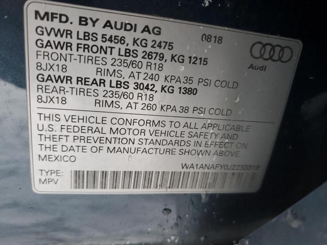 WA1ANAFY0J2233319 - 2018 AUDI Q5 PREMIUM BLUE photo 12