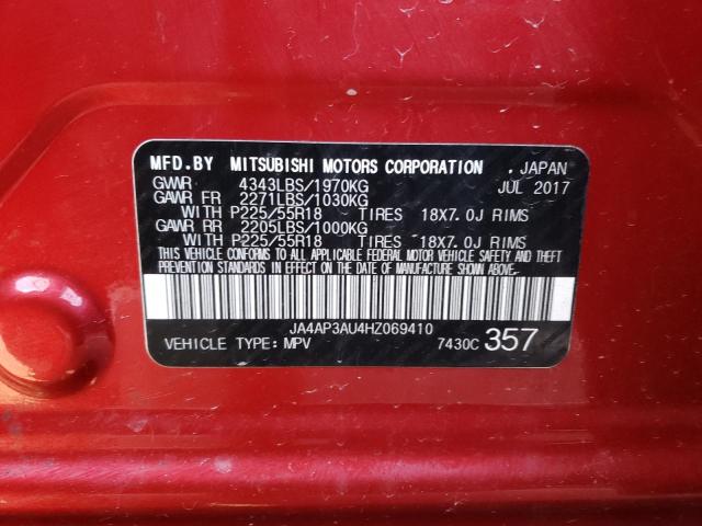 JA4AP3AU4HZ069410 - 2017 MITSUBISHI OUTLANDER ES RED photo 13