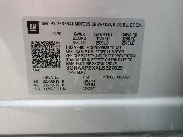 3GNAXPEXXLS627629 - 2020 CHEVROLET EQUINOX PREMIER SILVER photo 13