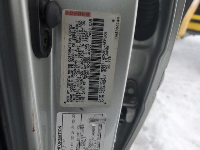 JTDBE32K030146607 - 2003 TOYOTA CAMRY LE SILVER photo 12