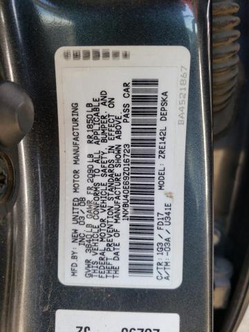 1NXBU40E69Z016723 - 2009 TOYOTA COROLLA BASE CHARCOAL photo 12